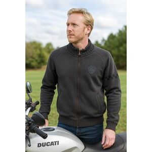 Ducati Meccanica Men Charcoal‎ Gray Full Zip Track Jacket Moto Racing